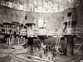 Bau der Metro in Paris, 18. Januar 1907
